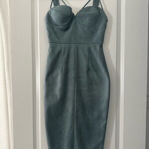 AKIRA Teal Fitted Midi Dress with Sweetheart Bust